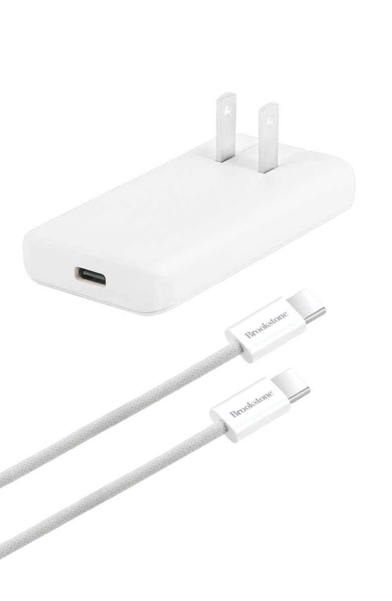 BROOKSTONE 6 ft. Braided Charge Cable & Power Bank Set, Main, color, White