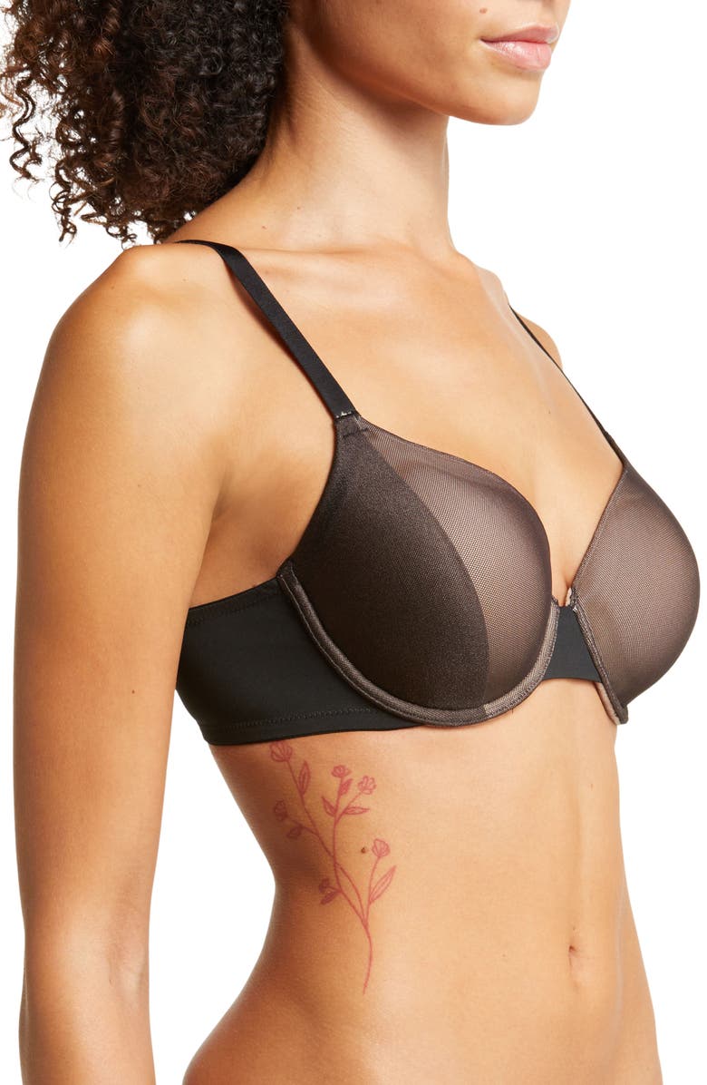 Natori Side Effect Contour T-Shirt Bra, Alternate, color, Black/ Cafe