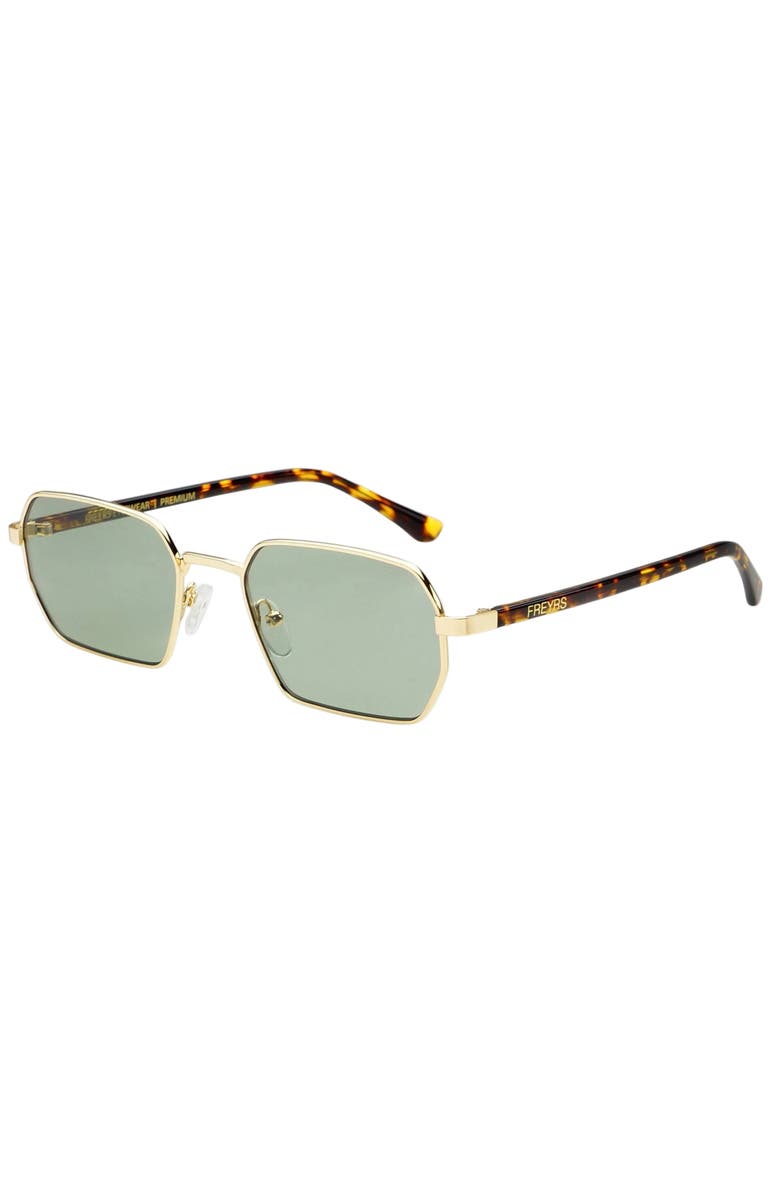 FREYRS Eyewear Superior Rectangular Unisex Sunglasses, Alternate, color, Gold / Green