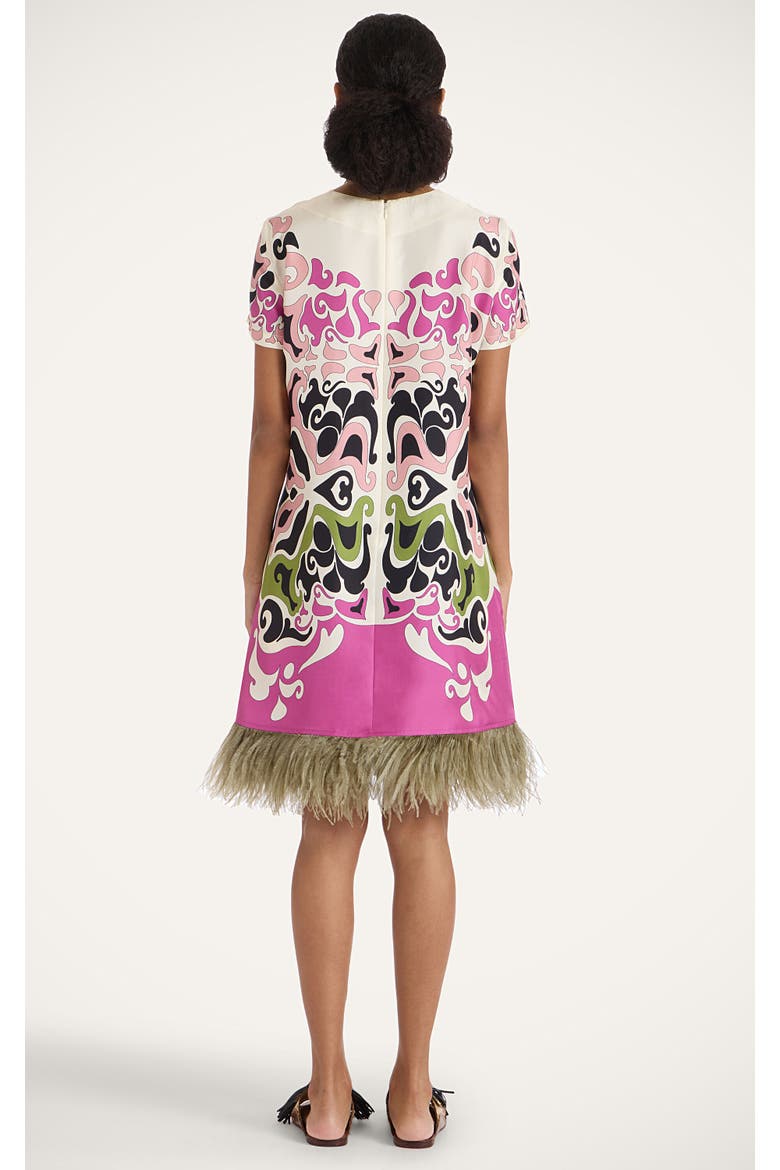 Mini Swing Dress With Feathers Placée, Alternate, color, Phoenix Placée Pink