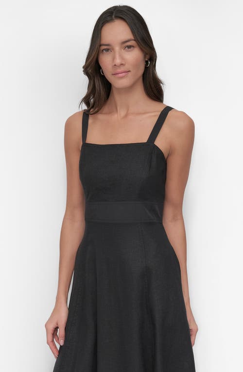 DKNY DKNY PANELED LINEN BLEND MIDI DRESS