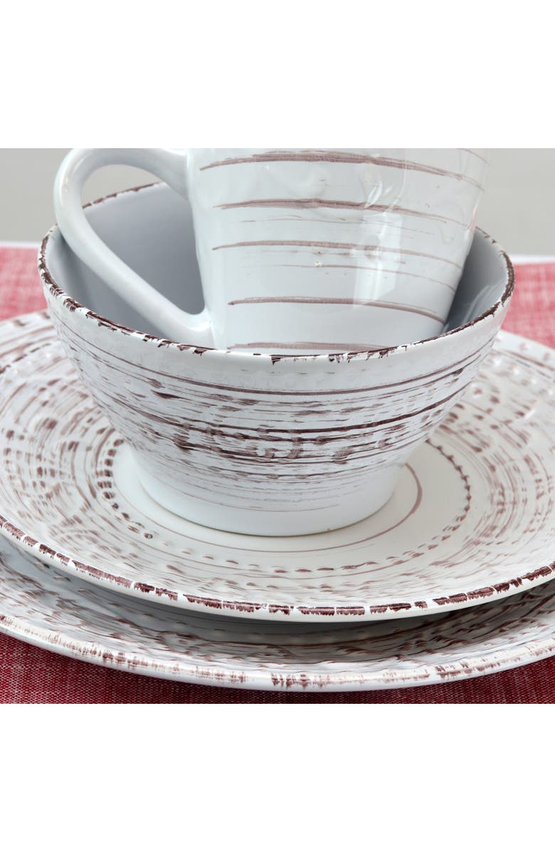 Elama Malibu Sands 16-Piece Dinnerware Set in Shell, Alternate, color, Blue