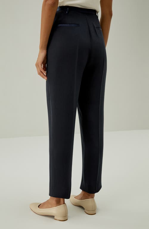 Shop Lilysilk Sophisticated Slim-fit Adjustable Silk Ankle Pants In Midnight Blue