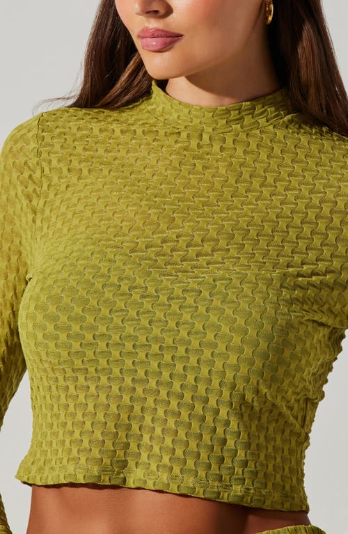 Astr The Label Indah Long Sleeve Crop Top In Green