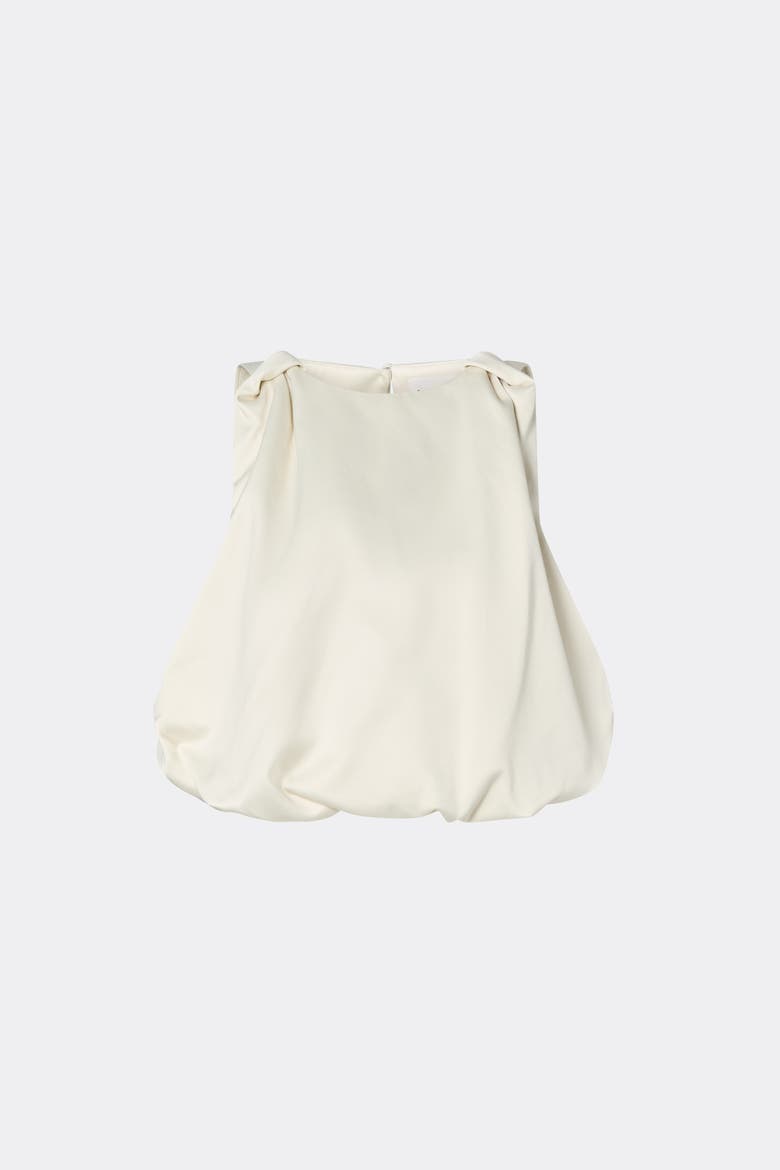 Valentina Knotted Shoulder Satin Top, Alternate, color, Pearl