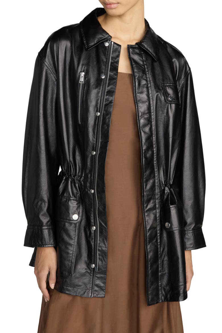The Leather Safari Jacket, Main, color, BLACK
