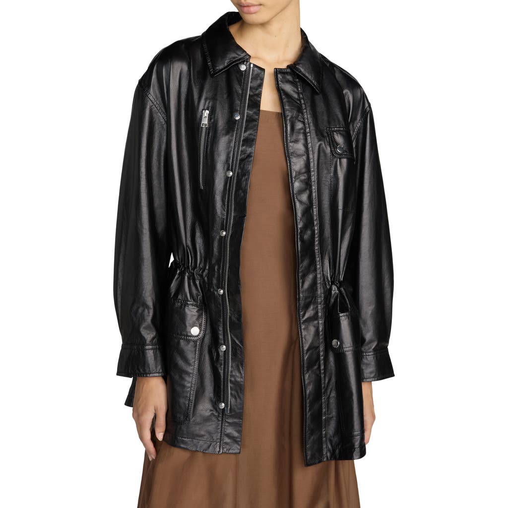 Frame The Leather Safari Jacket In Black