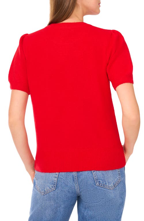 Cece Crewneck Short Sleeve Sweater In Red