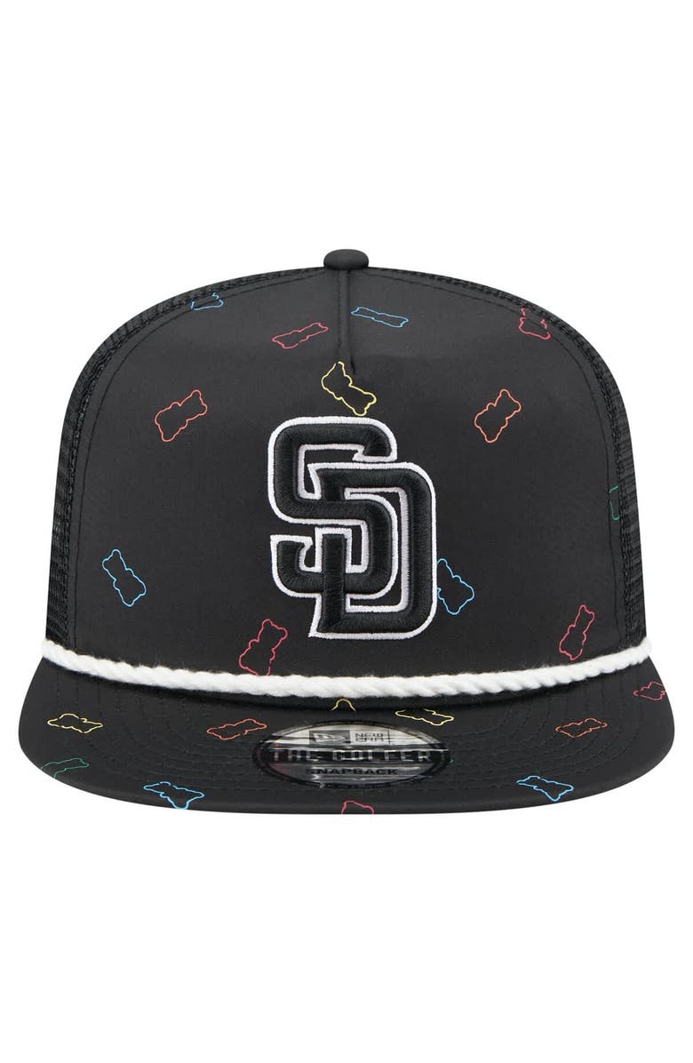 New Era Men's New Era  Black San Diego Padres Gummy Golfer Trucker Adjustable Hat, Alternate, color, 