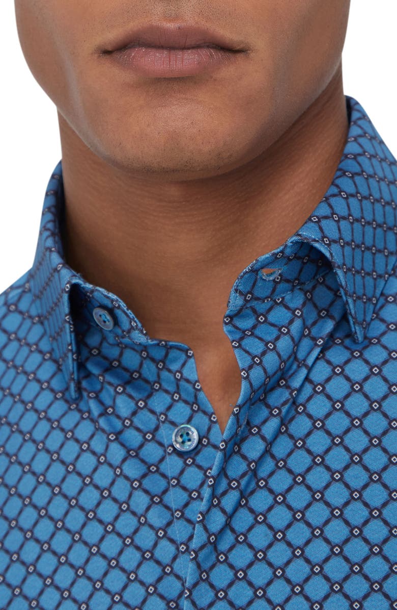 Bugatchi Jules OoohCotton<sup>®</sup> Diagonal Check Button-Up Shirt, Alternate, color, Night Blue