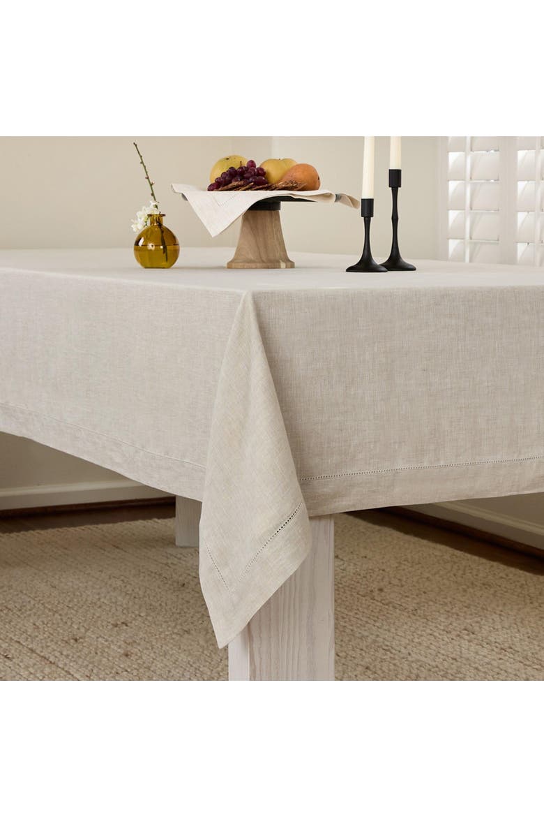Linen Tablecloth - Classic Hemstitch, Alternate, color, Light Natural