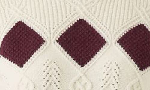 Lk Bennett Meera Argyle Mock Neck Cotton Blend Sweater In White