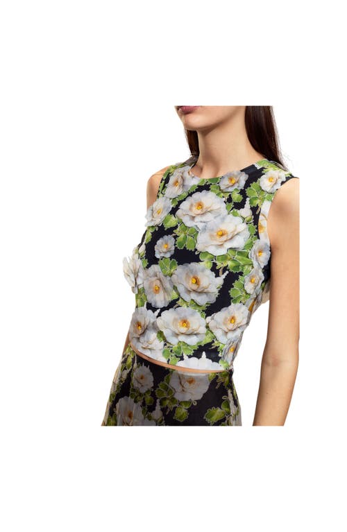 Cynthia Rowley Cornelia Flower Applique Top In Green