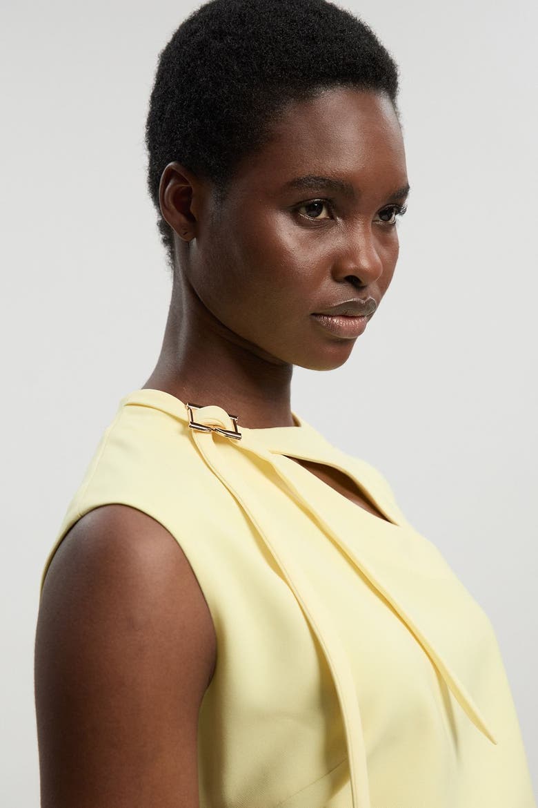 Tailored Drape Neck Midi Dress, Alternate, color, Lemon