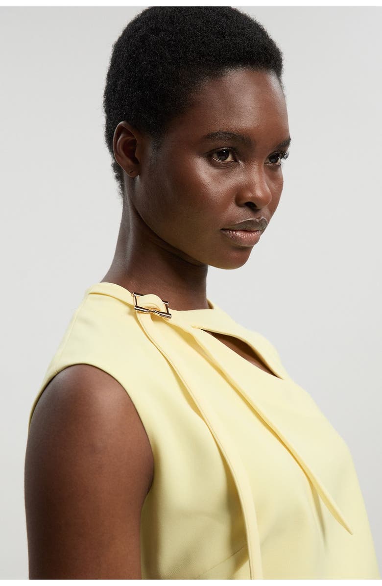 Karen Millen Tailored Drape Neck Midi Dress, Alternate, color, Lemon