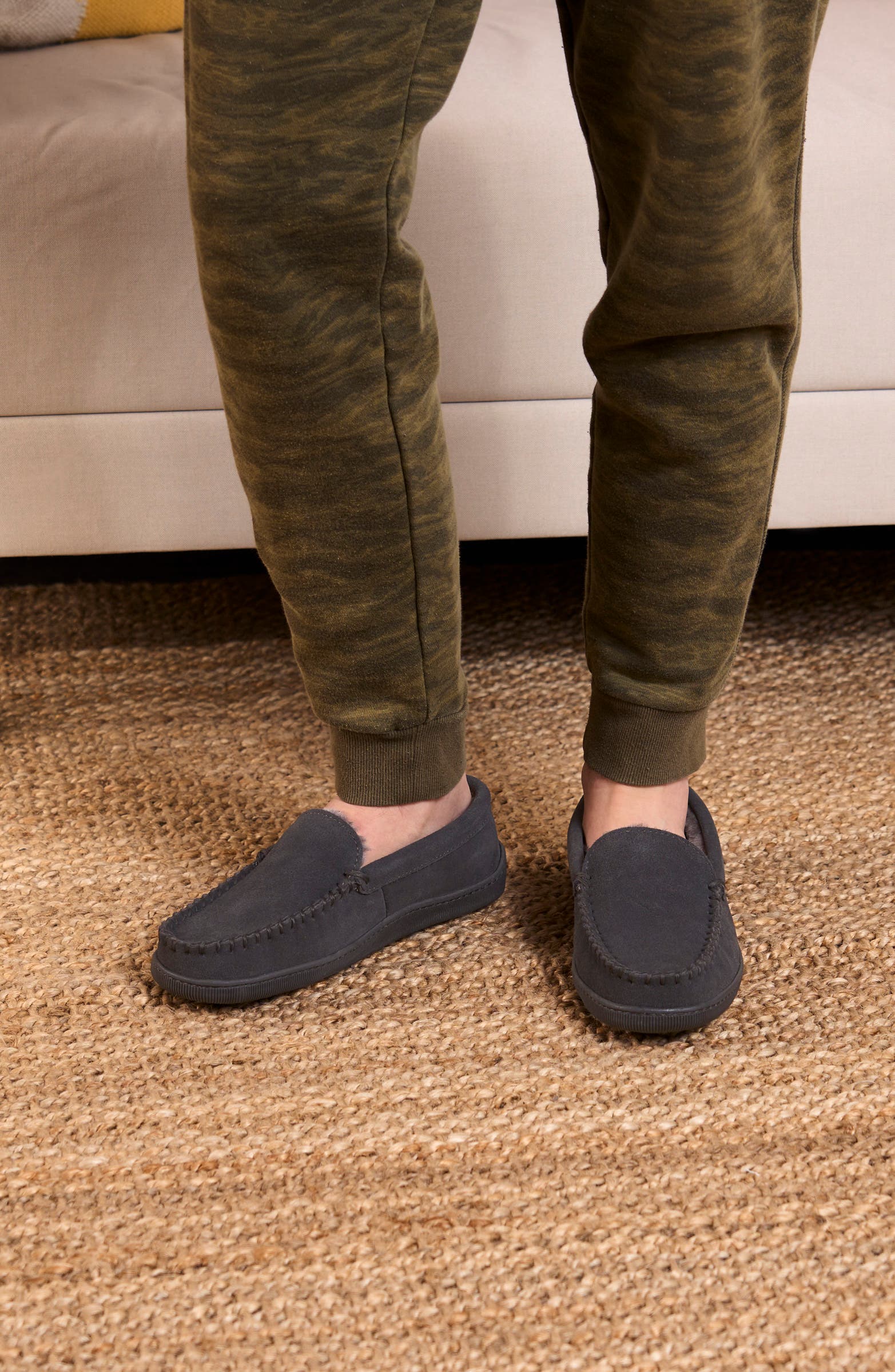 Pile Lined Hardsole Venetian Slipper, Alternate, color, CHARCOAL