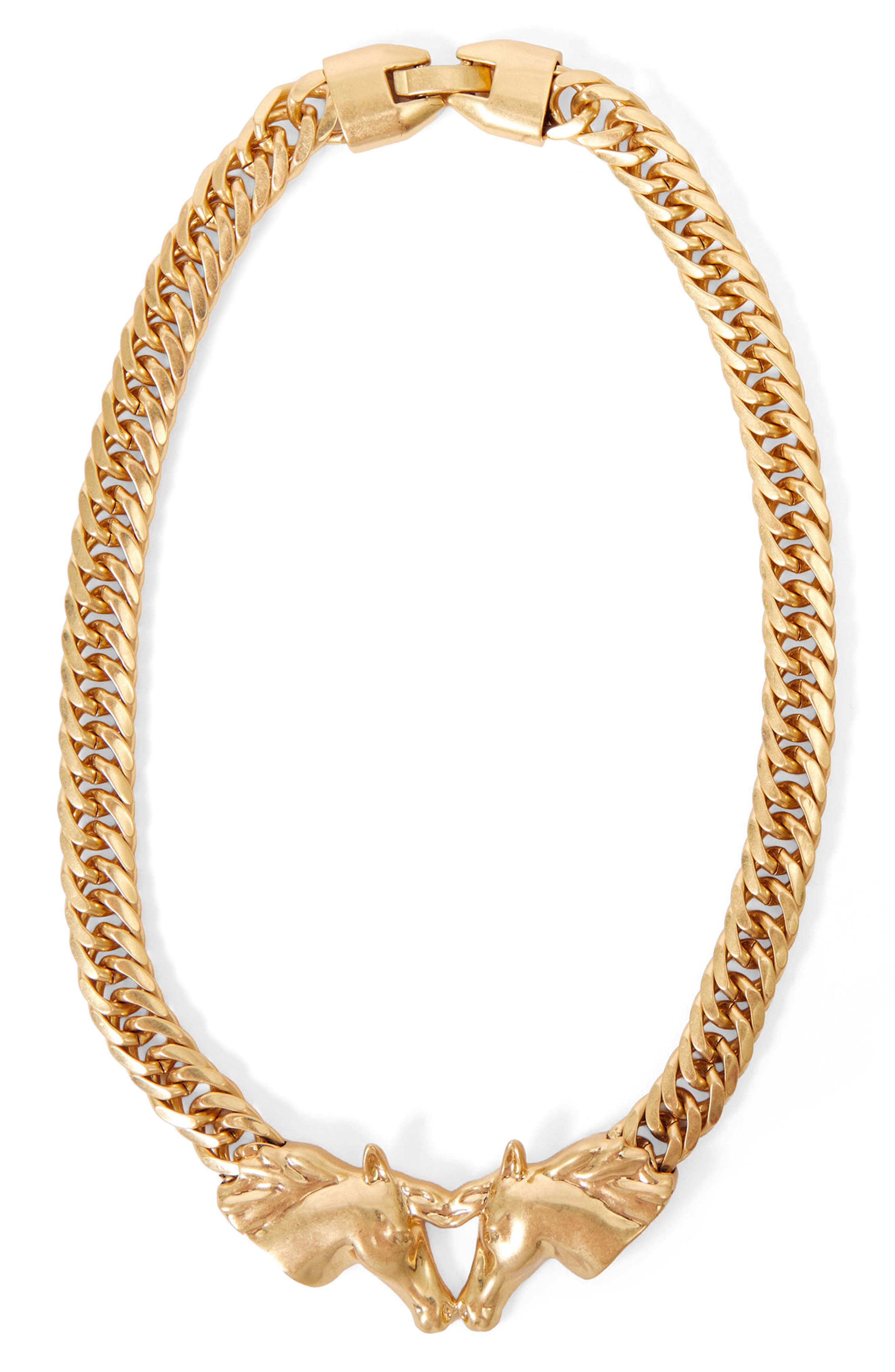Clare V. Le Cheval Necklace in Vintage Gold 
