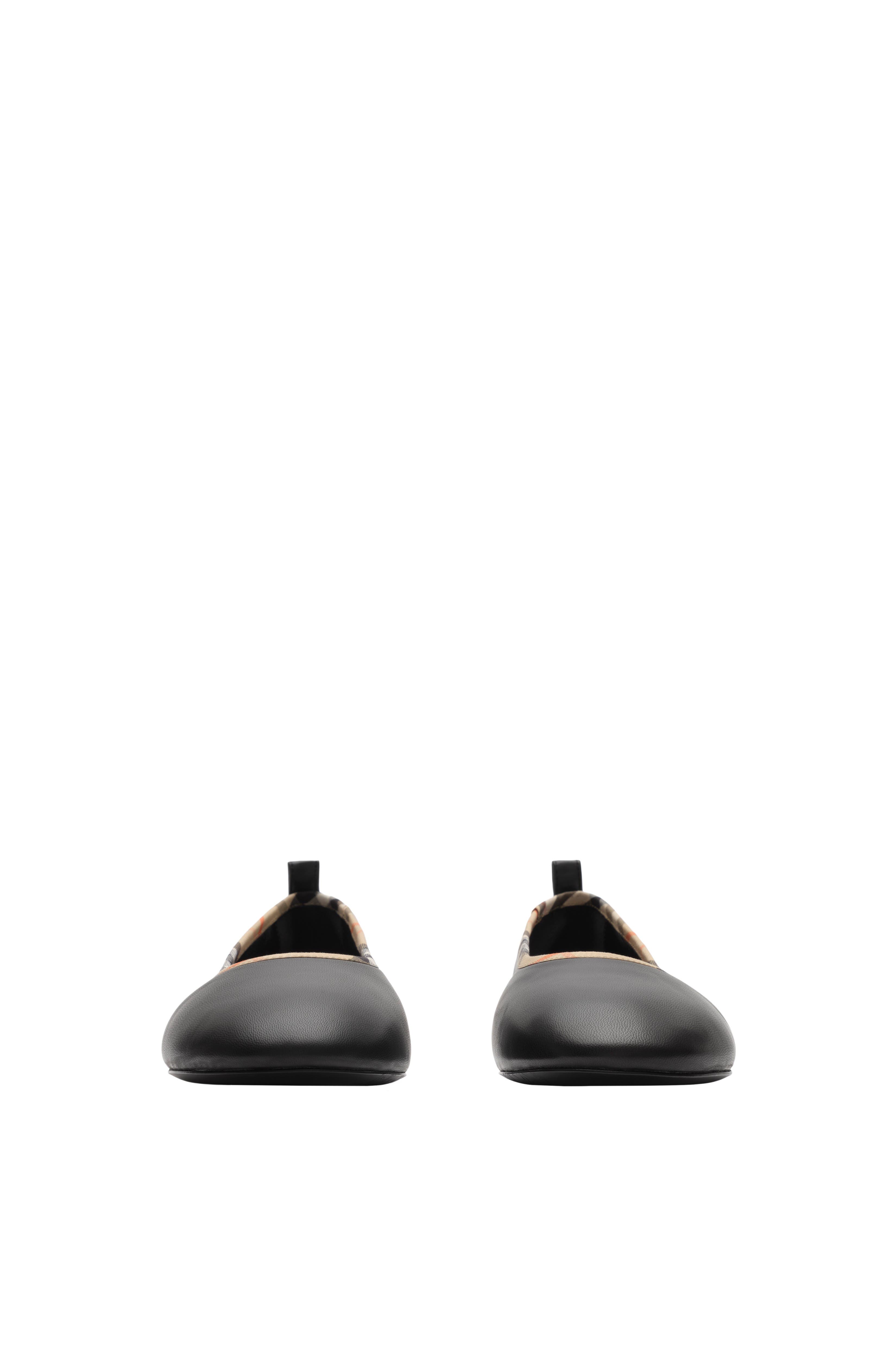 Burberry Check Trim Leather Robin Ballerinas, Alternate, color, Black