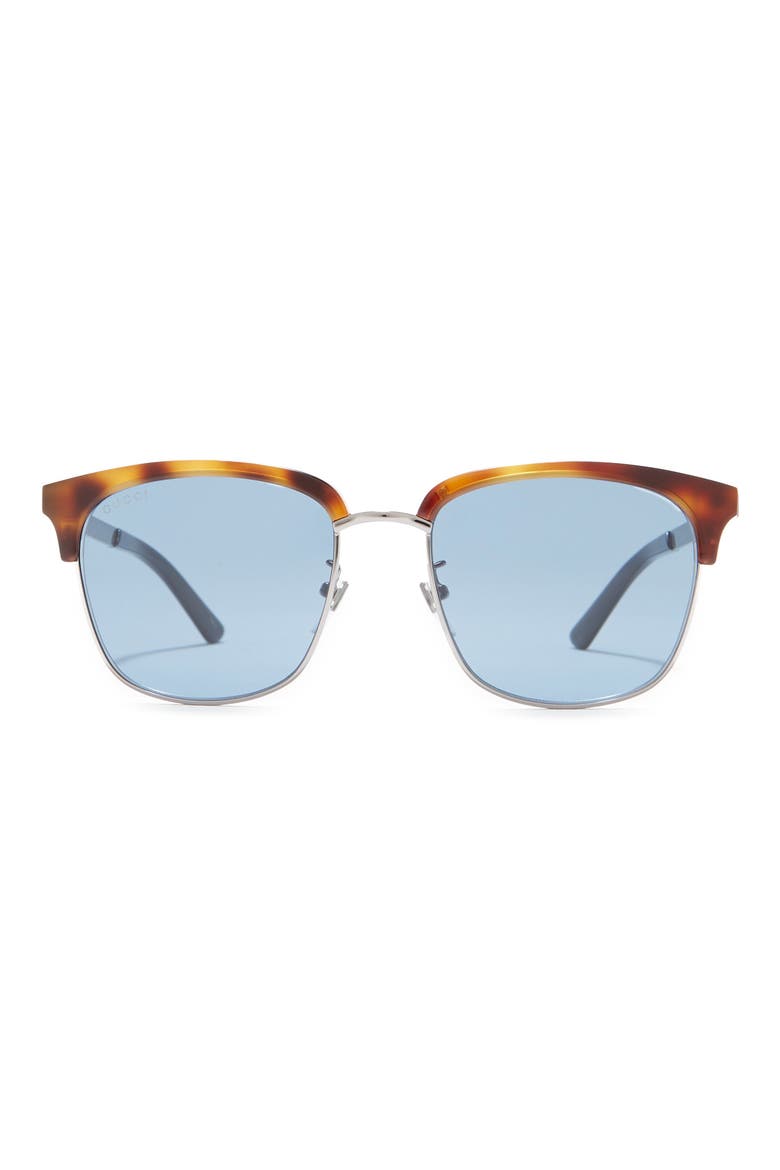 55mm Square Sunglasses, Main, color, HAVANA RUTHENIUM LIGHT BLUE