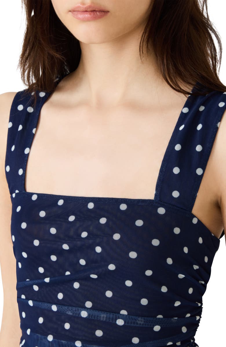 Steve Madden Rorry Polka Dot Mesh Top, Alternate, color, Sailor Blue