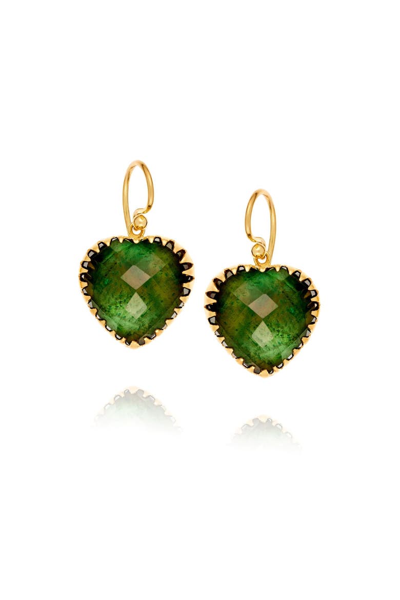 Green Labradorite Heart Drop Earrings, Main, color, Green Labradorite