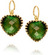 Christina Alexiou Green Labradorite Heart Drop Earrings