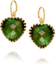 Christina Alexiou Green Labradorite Heart Drop Earrings