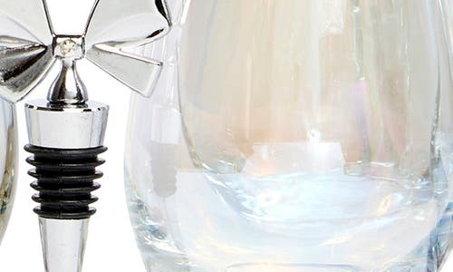 LORD'S ROCKS LORD'S ROCKS SET OF 4 STEMLESS WINE GLASSES & BOTTLE STOPPER