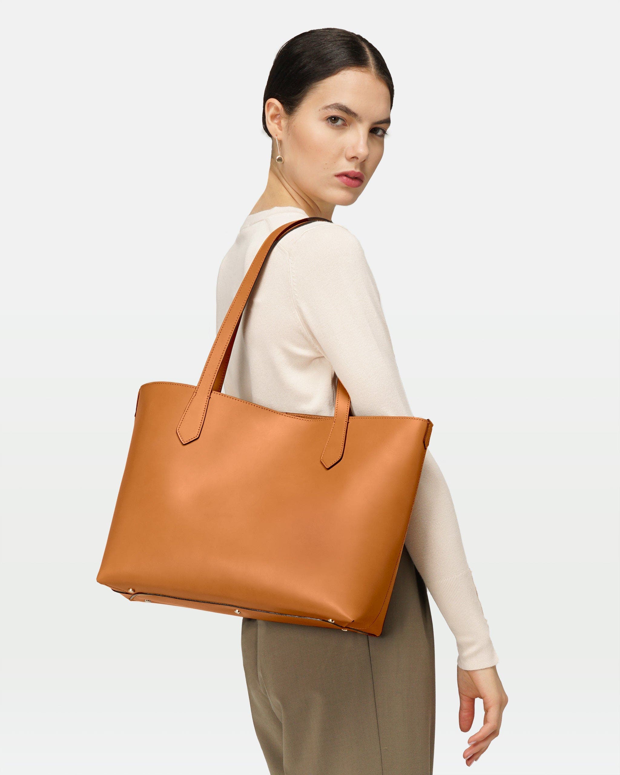 Elba Structured Tote In Vegetable-Tanned Leather, Alternate, color, Tan