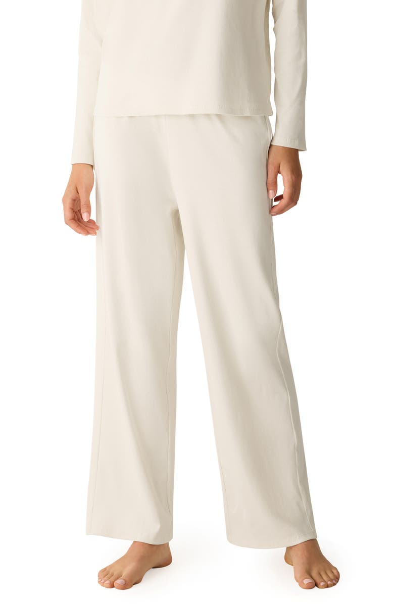 Eileen Fisher Organic Cotton Wide Leg Lounge Pants, Main, color, Soft White