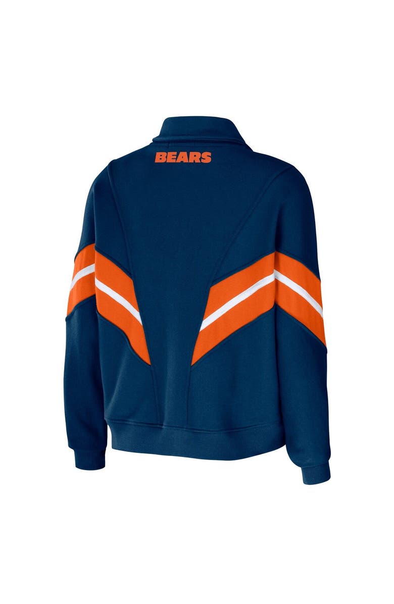 WEAR by Erin Andrews Women's WEAR by Erin Andrews Navy Chicago Bears Plus Size Yarn Dye Stripe Full-Zip Jacket, Alternate, color, Navy