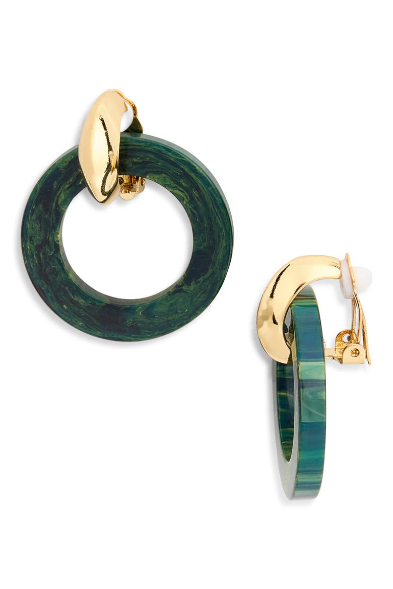 Knocker Clip-On Earrings, Main, color, POLISHED GOLD