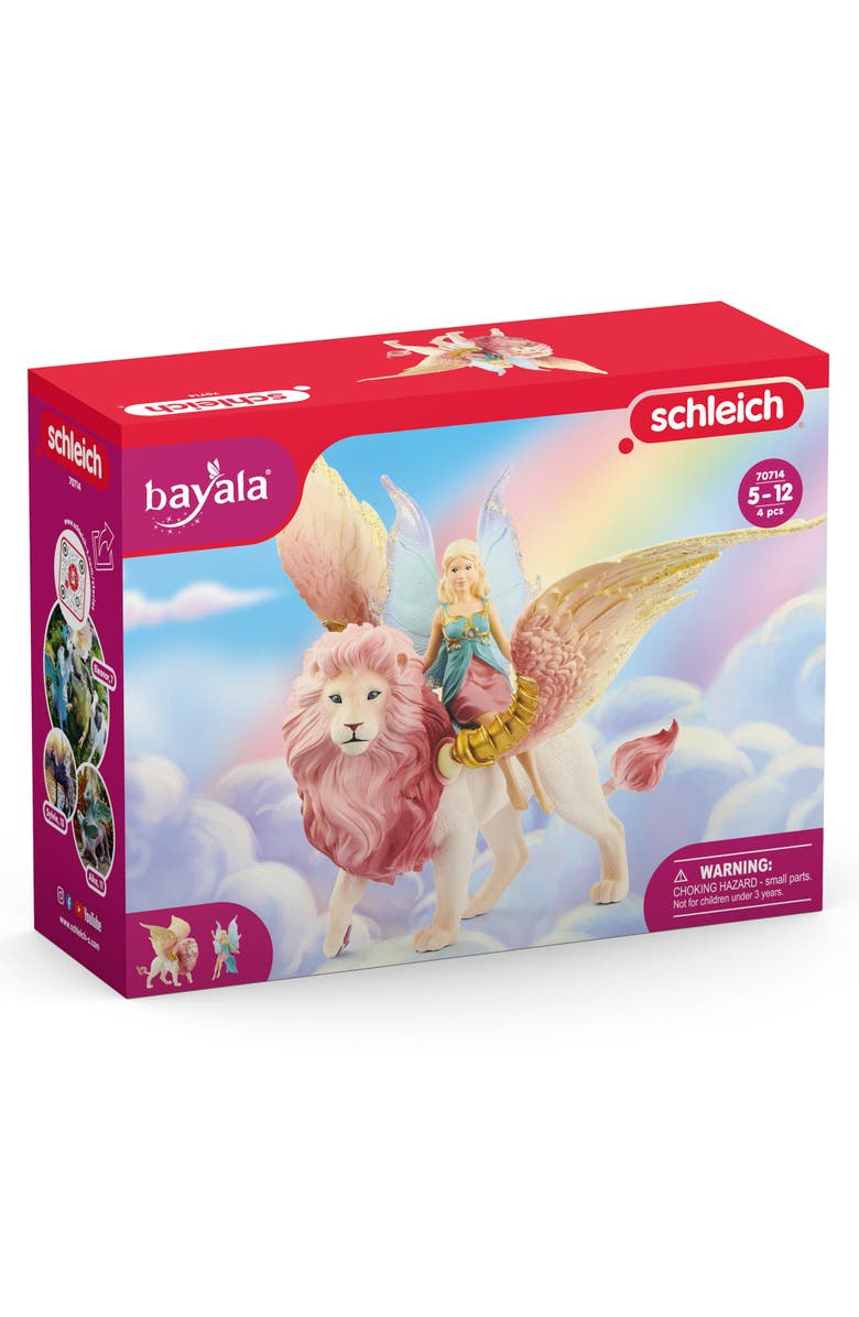 Schleich Bayala Fairy In Flight On Winged Lion, 2 Piece Figurine Playset, Alternate, color, Multicolored