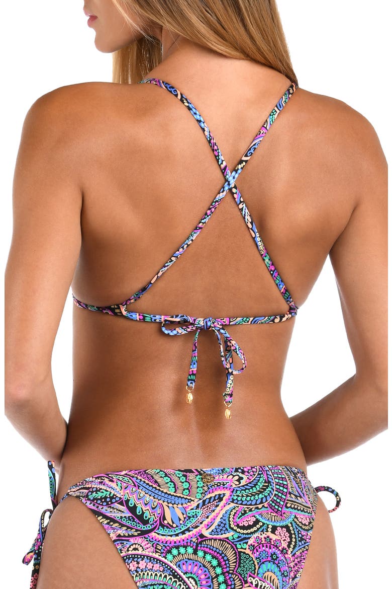 Disco Triangle Bikini Top, Alternate, color, PURPLE MULTI