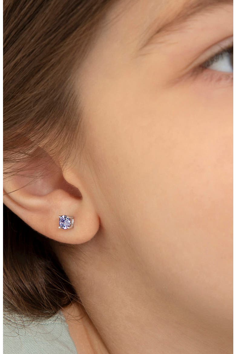 Classic Round Solitaire Earrings, Alternate, color, June