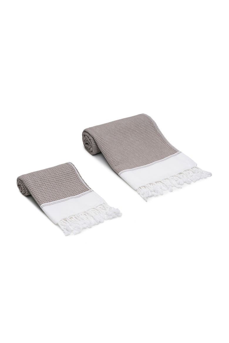 Pria Turkish Cotton Bath and Hand Towel - Set, Alternate, color, Taupe Brown