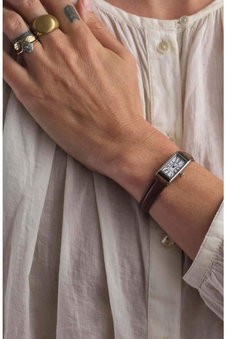 The Kimsey Classic Small Watch, Alternate, color, Silver Watch - Brown Strap