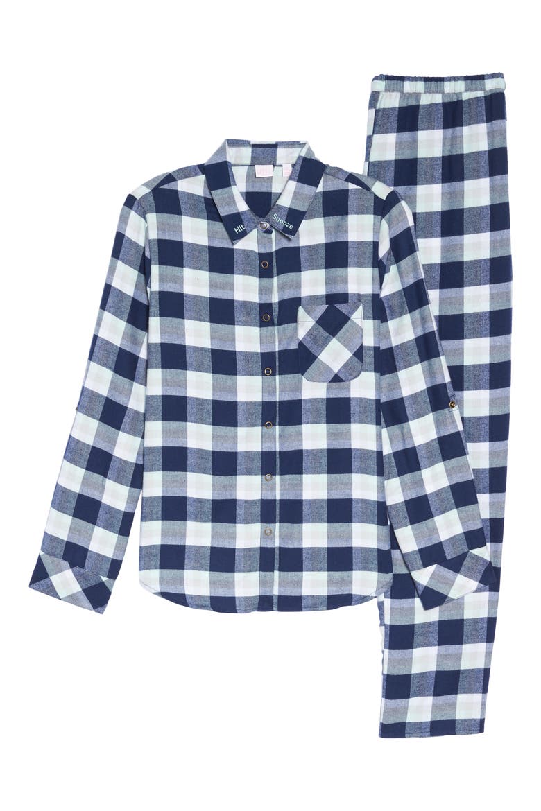 Flannel Girlfriend Pajamas, Alternate, color, NAVY MEDIEVAL SHERLOCK PLAID