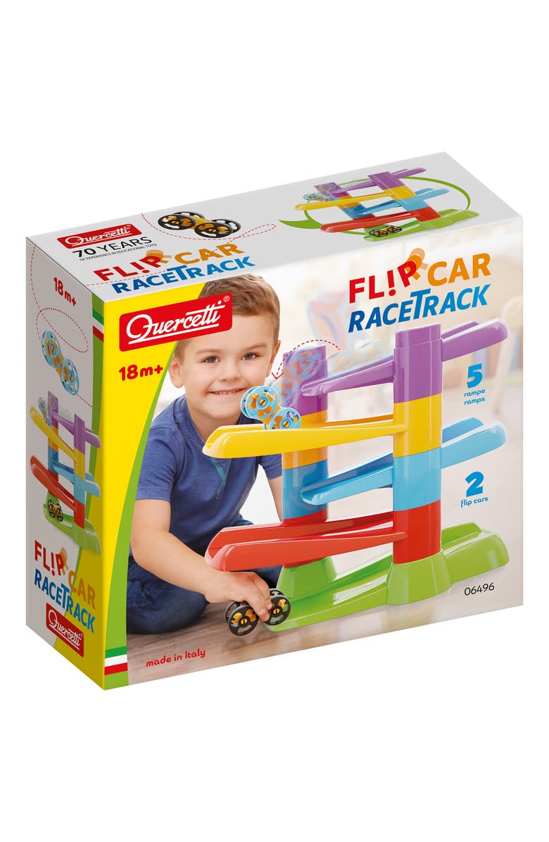 Quercetti Flip Car Race Track Stacking Ramp Playset, 2 Flipping Cars, Main, color, Multicolored