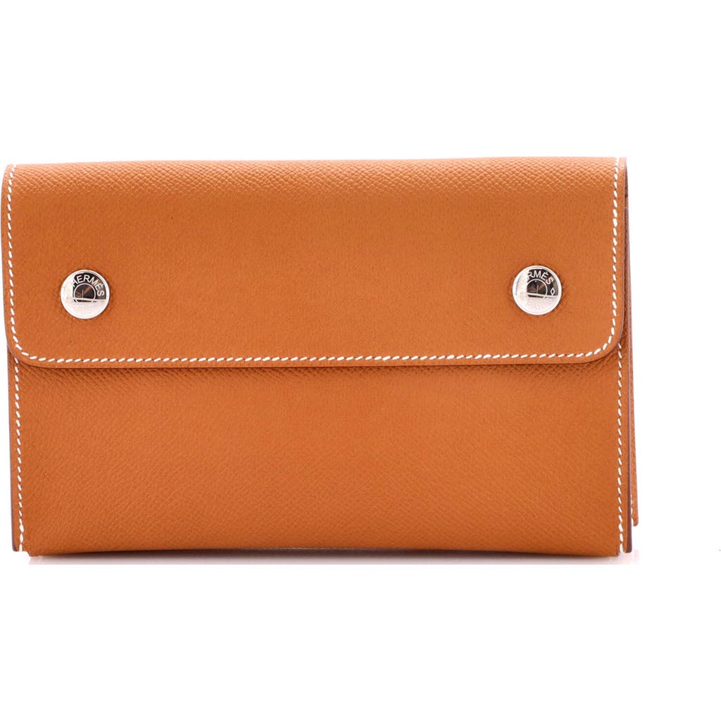Pre-owned Hermes Hermes Hermesnap Wallet Bag Epsom In Gold