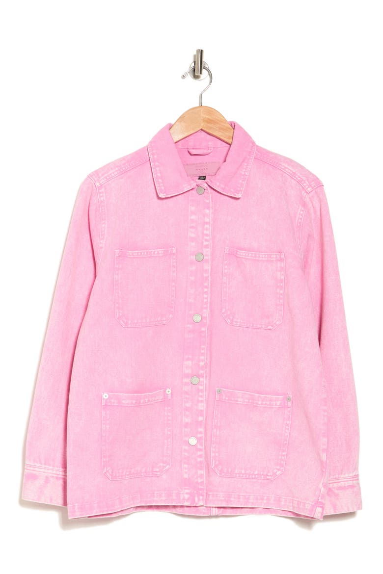 Garment Dye Acid Wash Twill Shirt Jacket, Alternate, color, STRAWBERRY POPSICLE