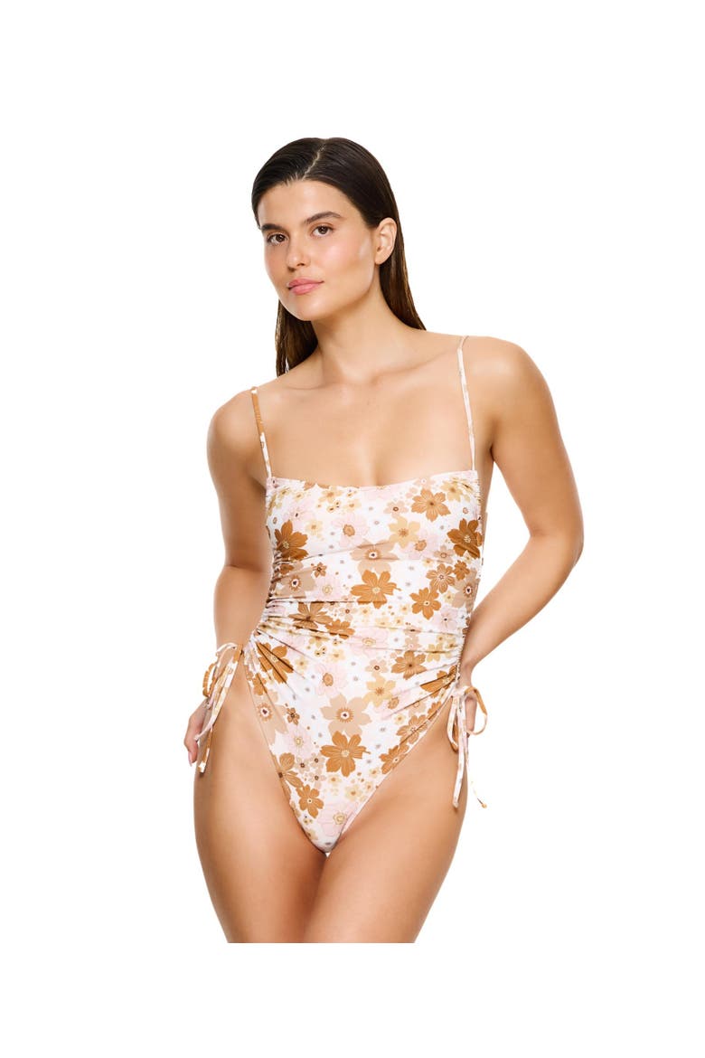 Nostalgic Bloom Adjustable One Piece Swimsuit, Main, color, Brown-Haze