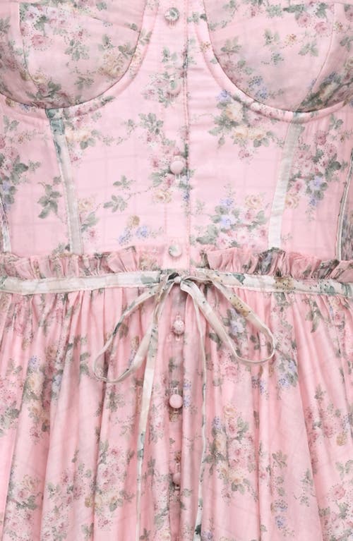 House Of Cb Womens Pink Floral Penelope Floral-print Tie-waist Woven Midi Dress