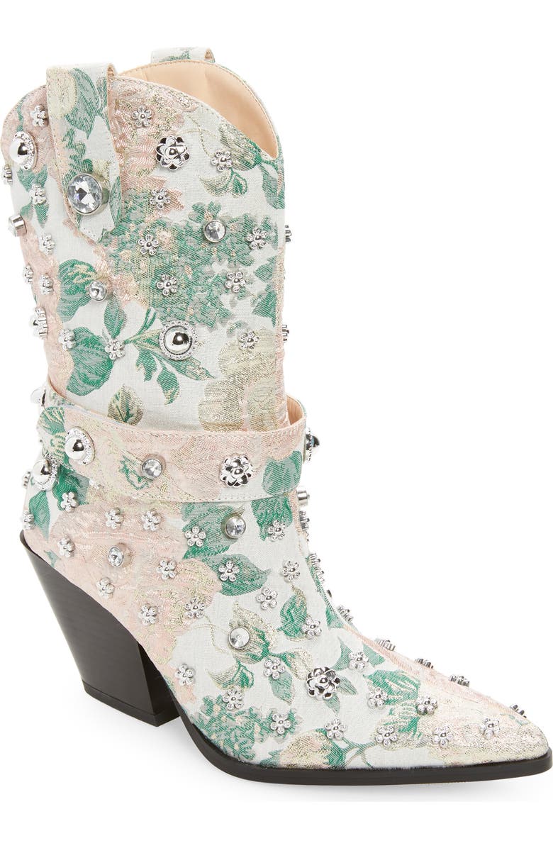 AZALEA WANG Diligent Embroidered Western Boot, Main, color, Blush