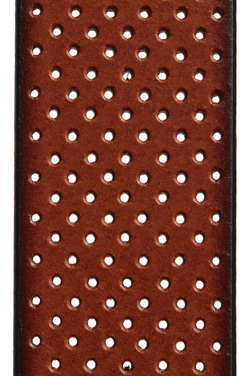 BOCONI Perforated Leather Belt, Alternate, color, Cognac