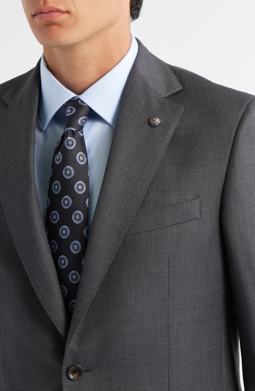 Jack Victor Esprit Charcoal Grey Bird's Eye Super 120s Wool Suit In Gray