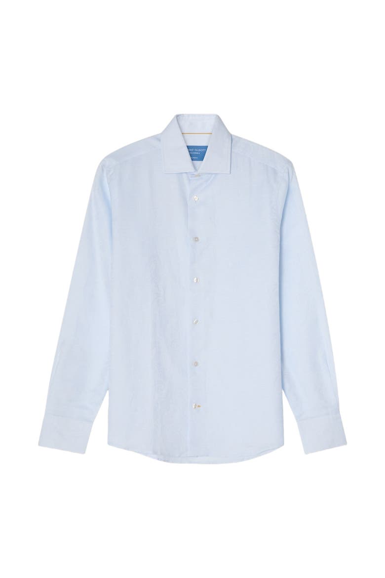 Reynolds Paisley Jacquard Cotton Linen Blend Shirt in Contemporary fit, Alternate, color, Light Blue