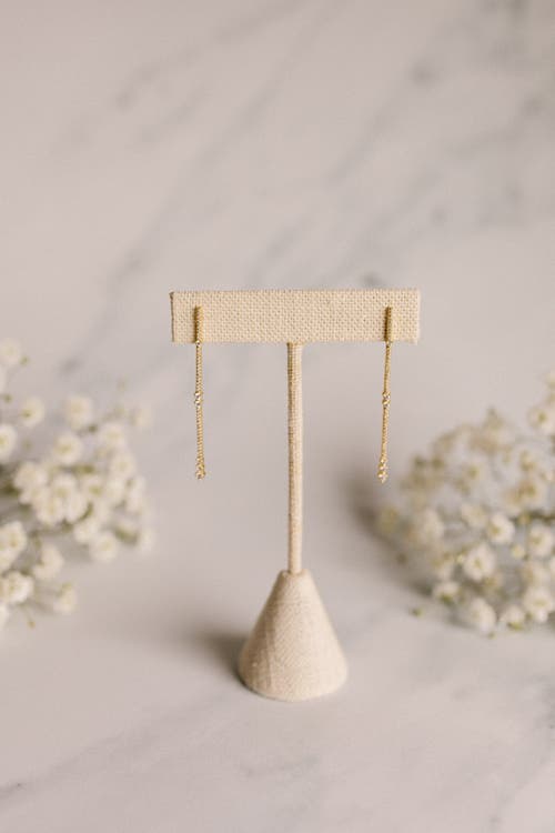 Untamed Petals Eternity Pave Linear Drop Earrings In Gold
