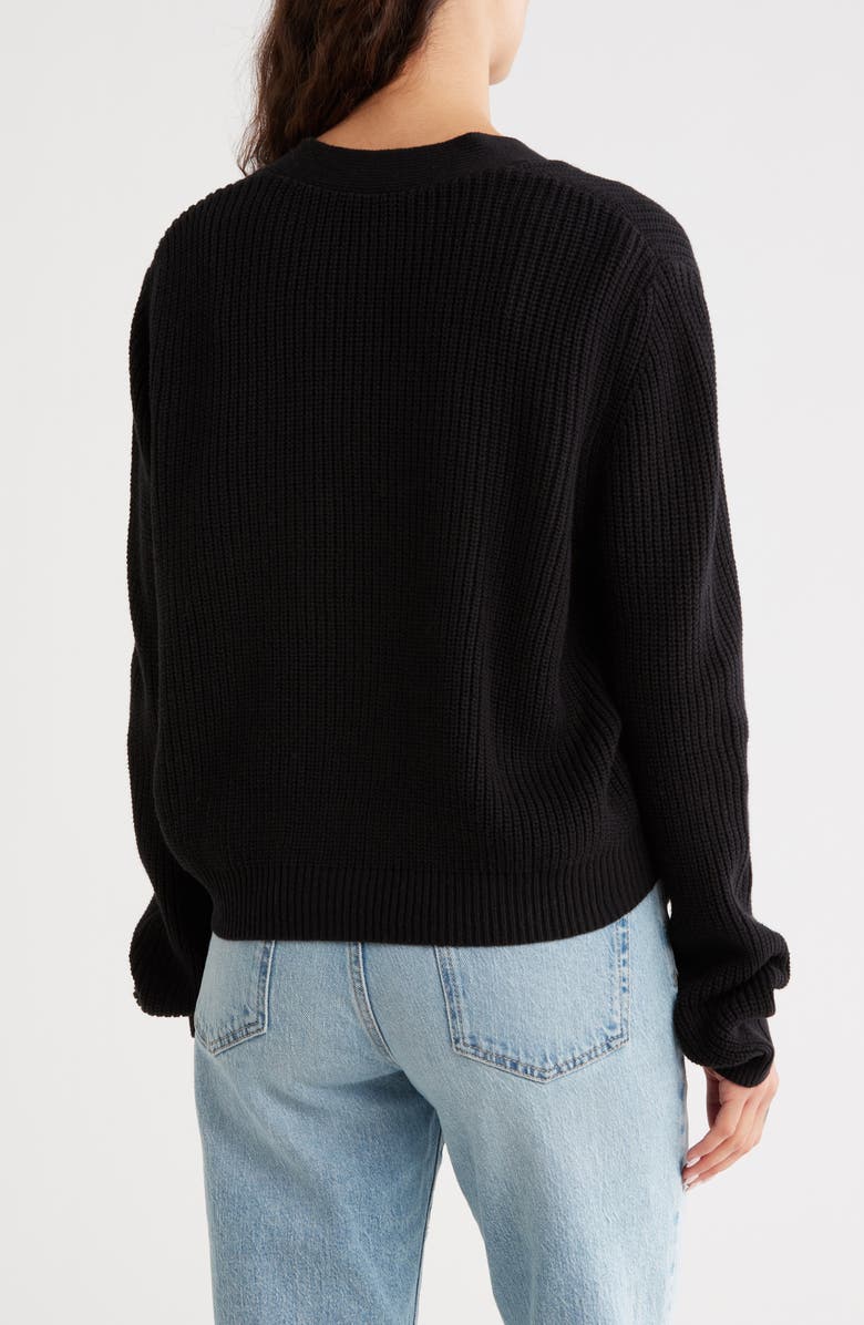 Melrose and Market Button-Up Cropped Knit Cardigan, Alternate, color, Black