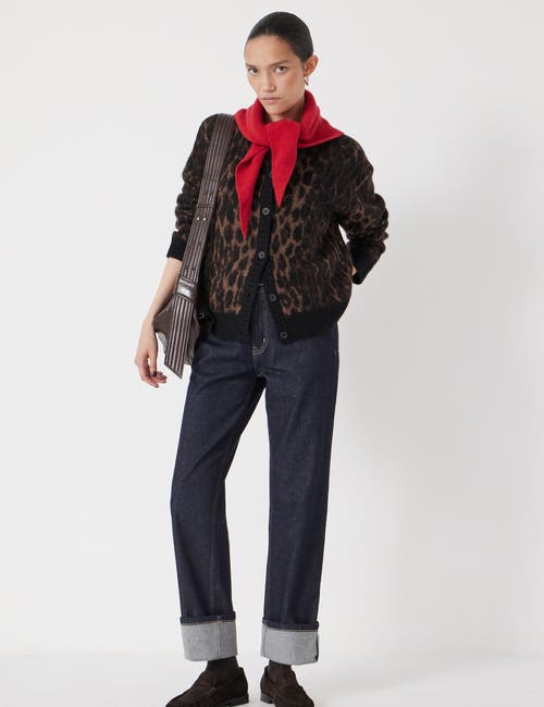 Hush Animal Jacquard Cardigan With Mohair In Brown